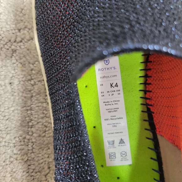 Rothy’s The Sneaker Kids Size US 4 Metallic Lattice Stitch Slip On Flat Shoes - Picture 9 of 9